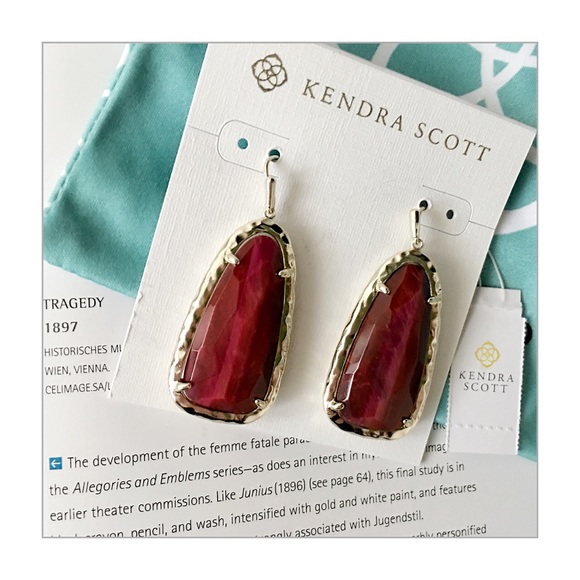 Kendra Scott Jewelry - Kendra Scott Bordeaux Tiger’s Eye Lyn Earrings